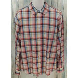 LL Bean Signature Men's Slim Fit Size L 100% Cotton BD LS Plaid Shirt